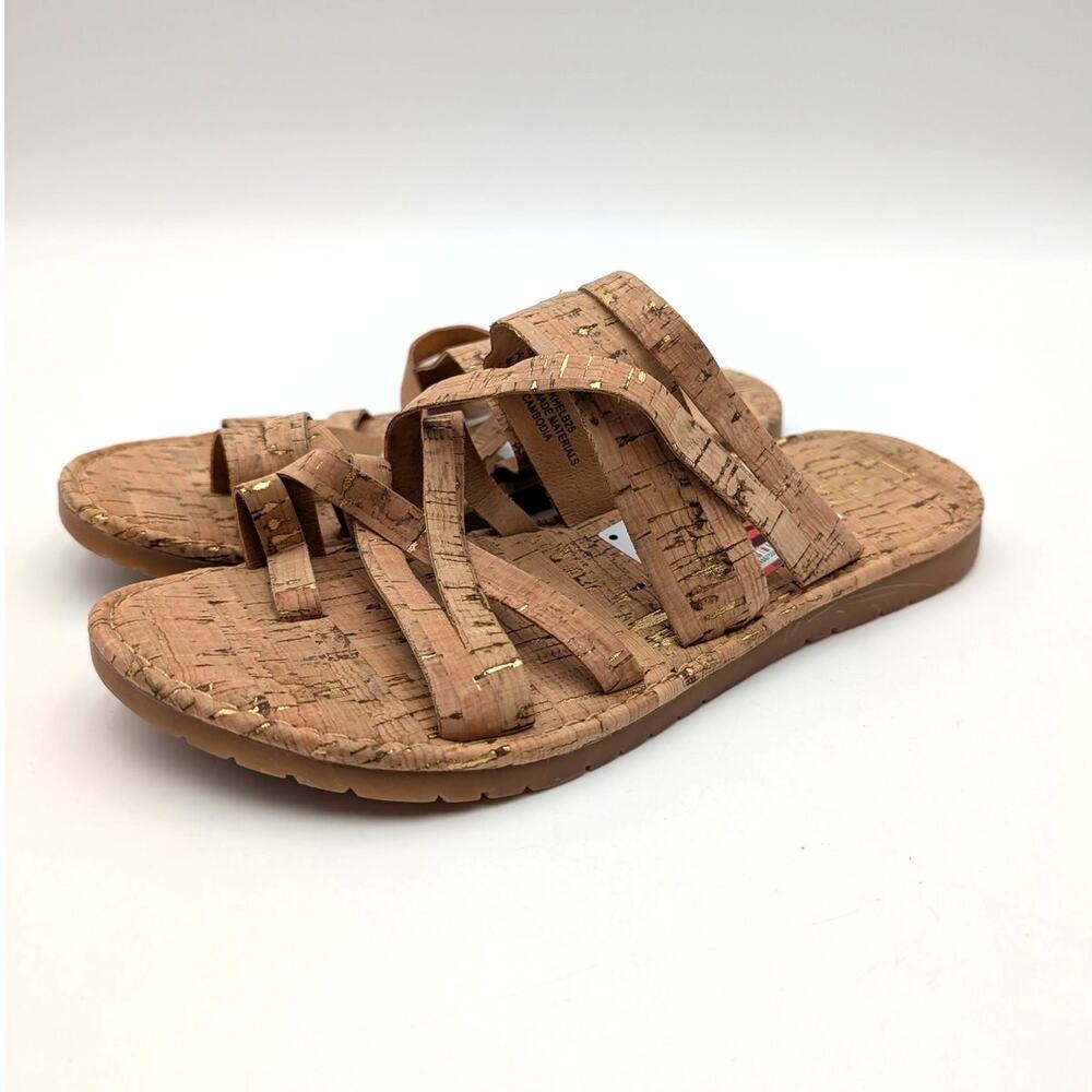 KORKS Clemons Strappy Sandals Open Toe Women's Natural Cork Size US7M EU37.5